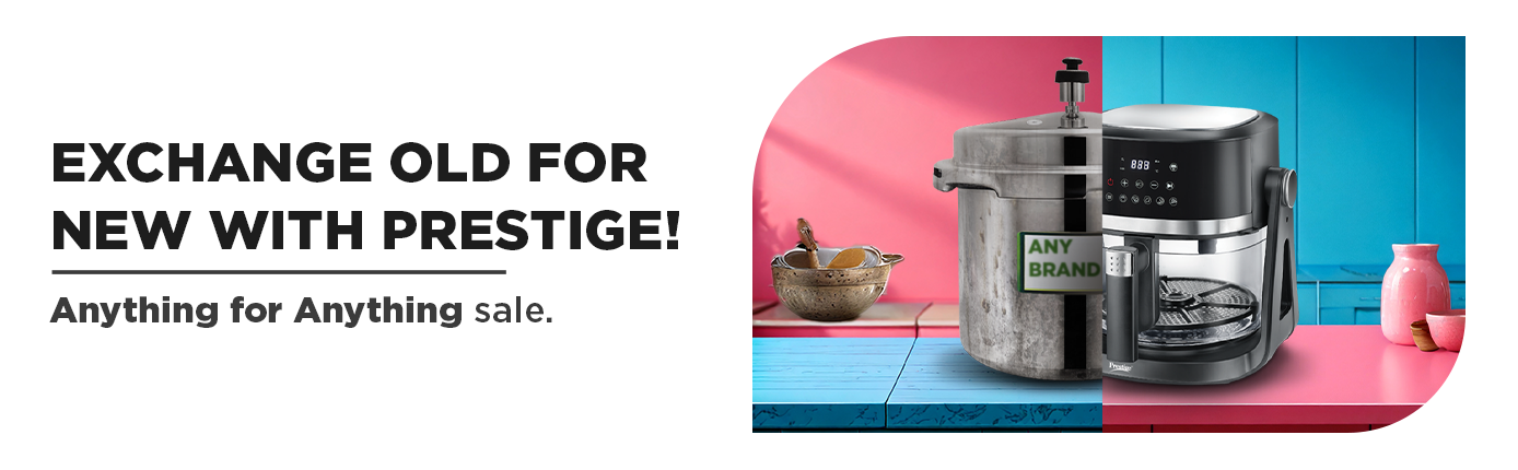 Prestige 'Exchange Old for New' with an old pressure cooker and a new coffee maker